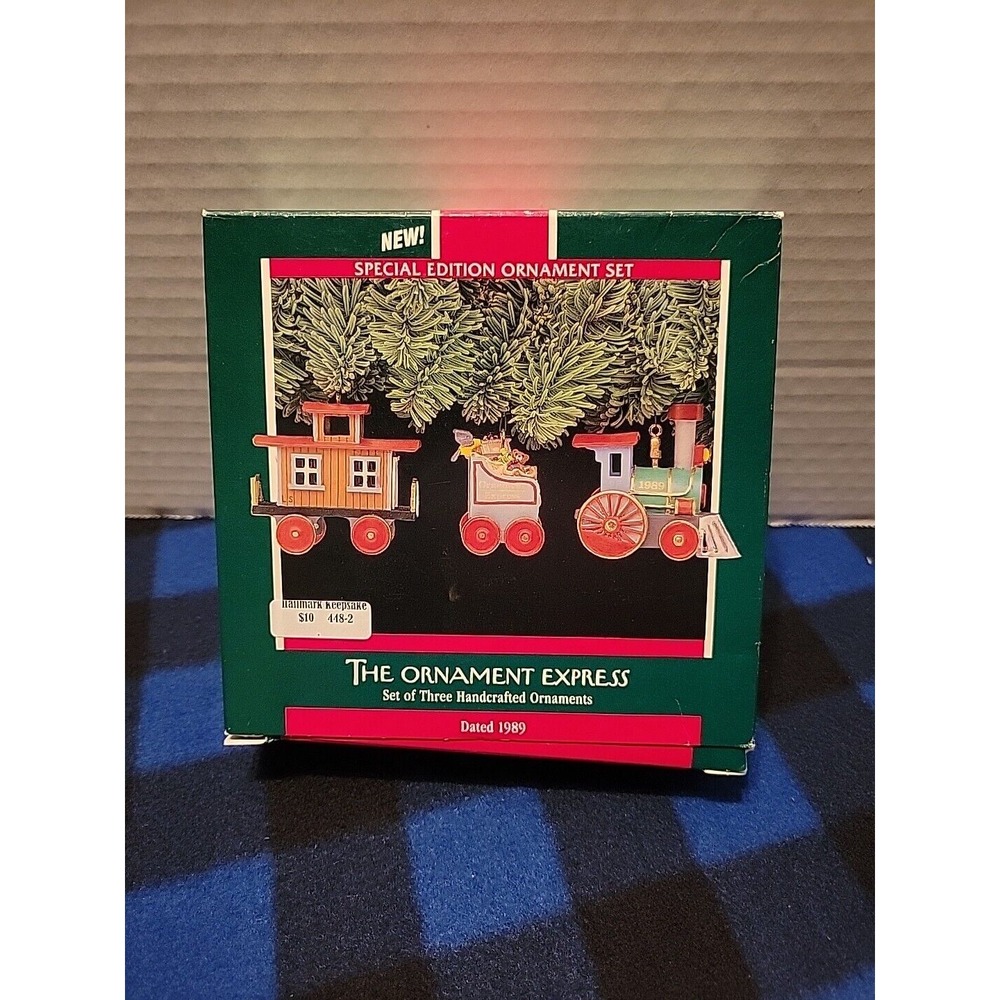 NEW HALLMARK KEEPSAKE 1989 THE ORNAMENT EXPRESS SET OF 3 CHRISTMAS‎ TRAIN
